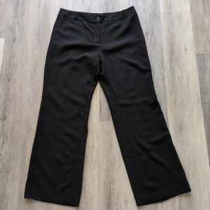 Ann Taylor Loft Womens SZ‎ 14 Black Flat Front Wide-Leg Dress Pants Ann Fit Wool